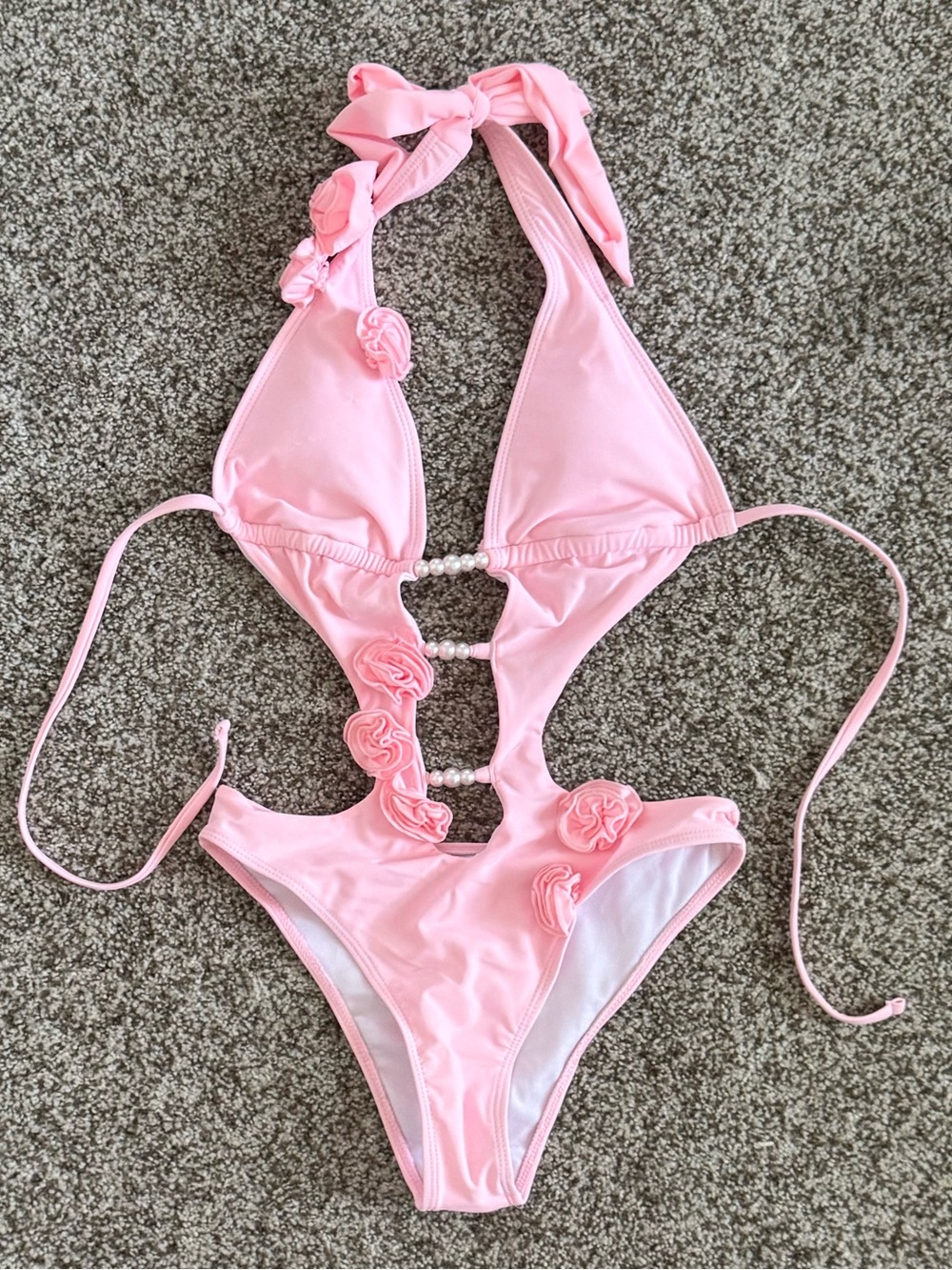 Pink Floral Accent One-Piece Swimsuit